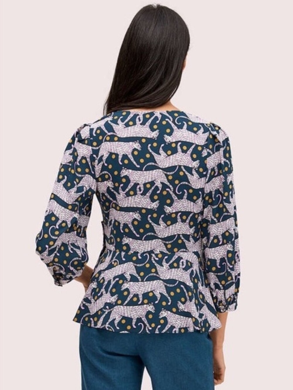 Kate Spade Panther Wrap Blouse. Size 4 - Picture 2 of 7